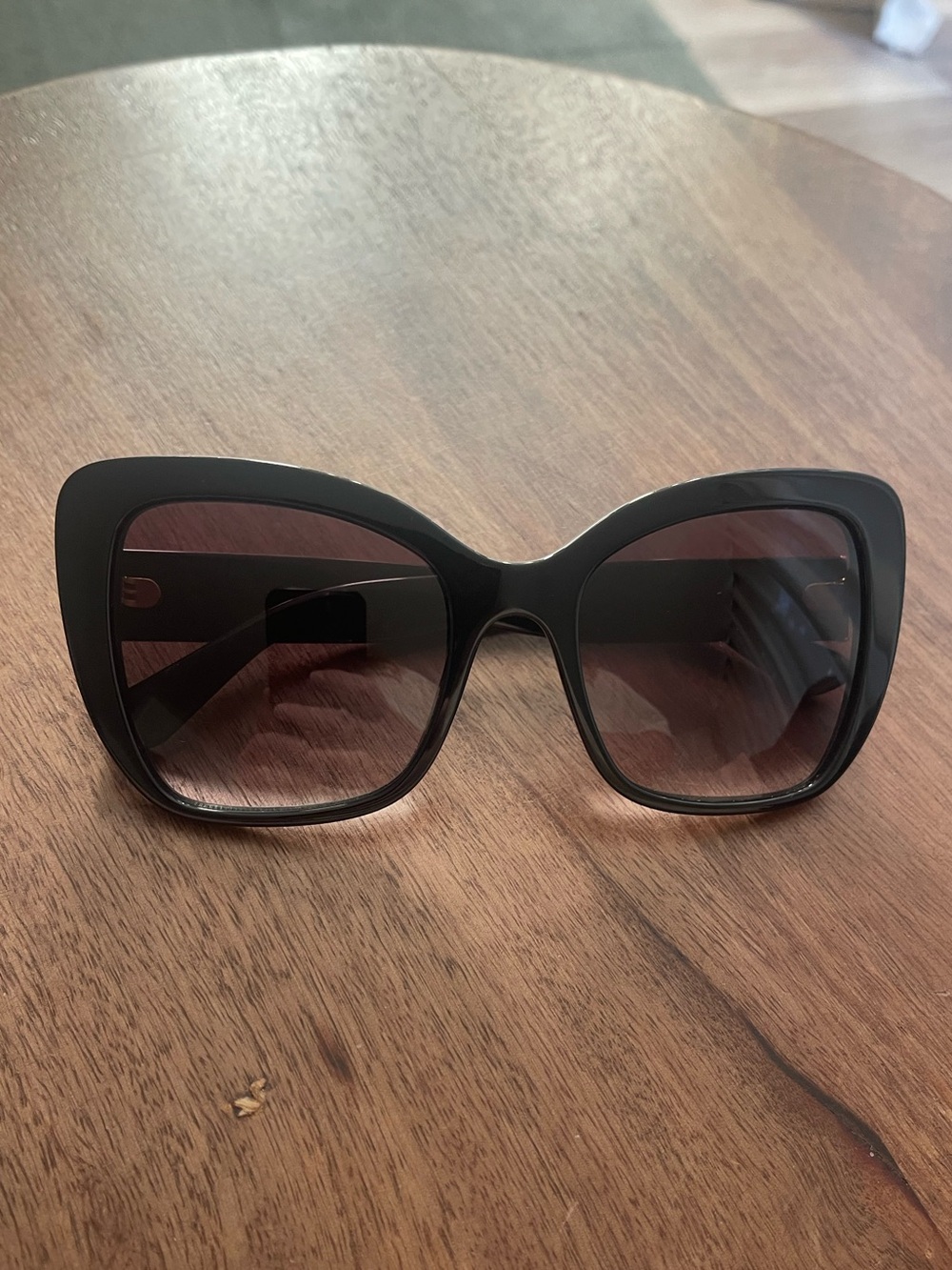 Dolce & Gabbana Black Oversized Cat-Eye Sunglasses with Gradient Lenses
